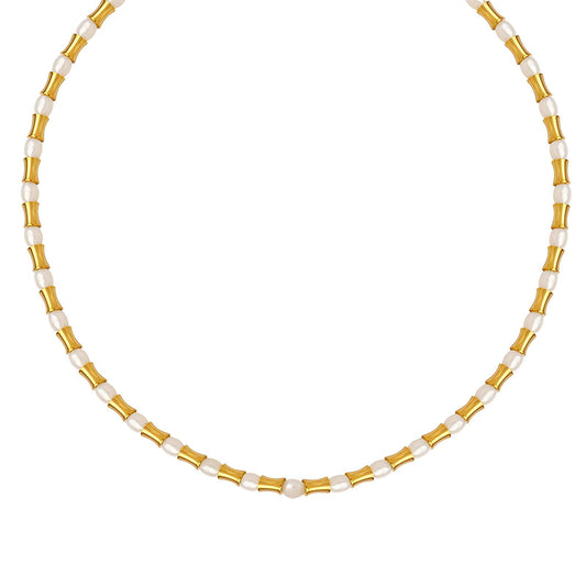 Pearl 18K Gold Plated 50:50 Necklace