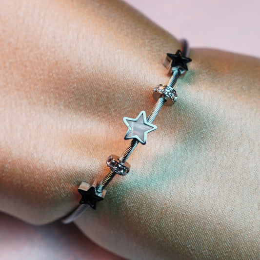 Star Pendant Bracelet with Silver Metal Band