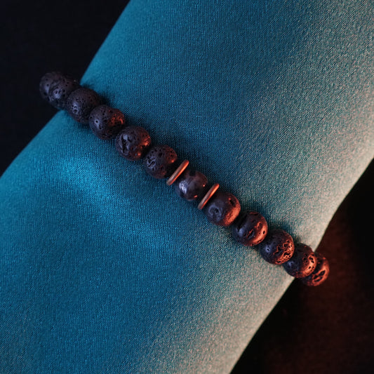 Mens Circular Lava Stone Bracelet