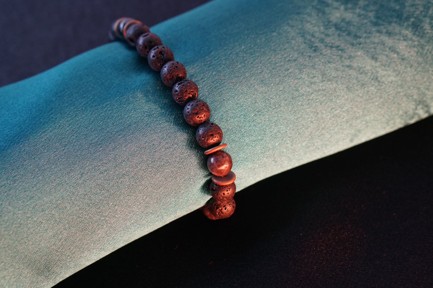 Mens Circular Lava Stone Bracelet