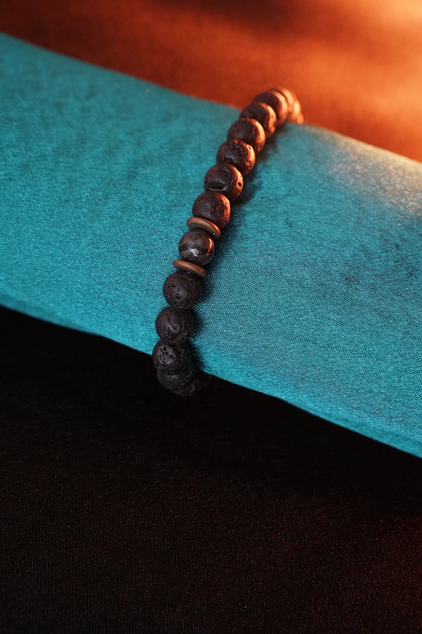 Mens Circular Lava Stone Bracelet