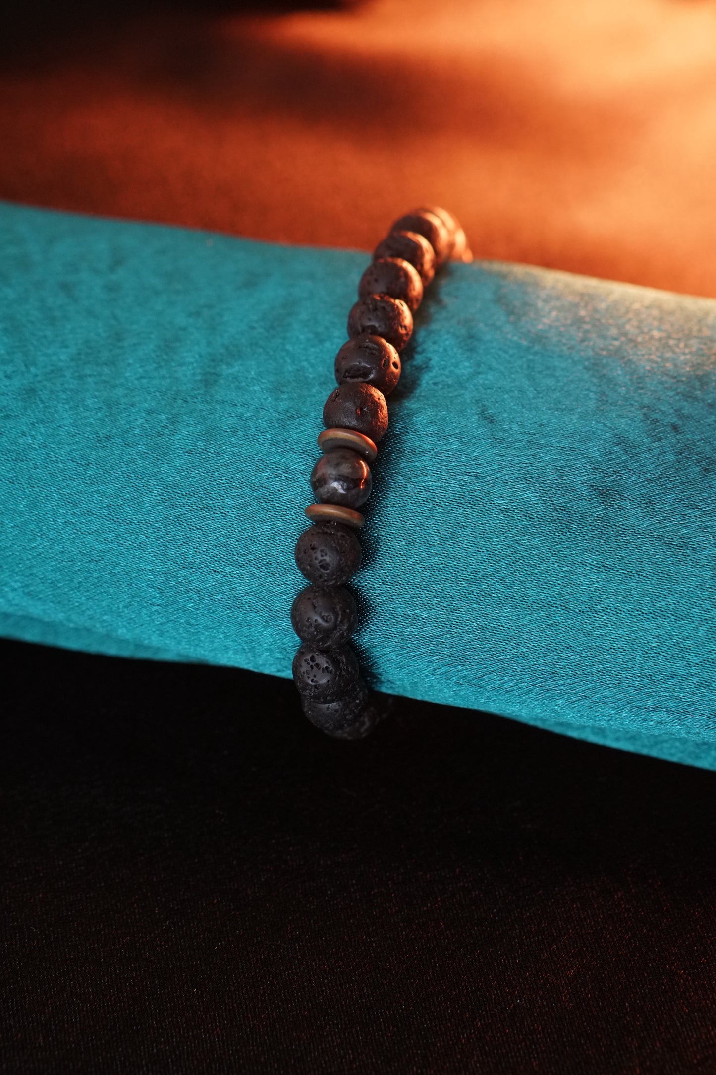 Mens Circular Lava Stone Bracelet