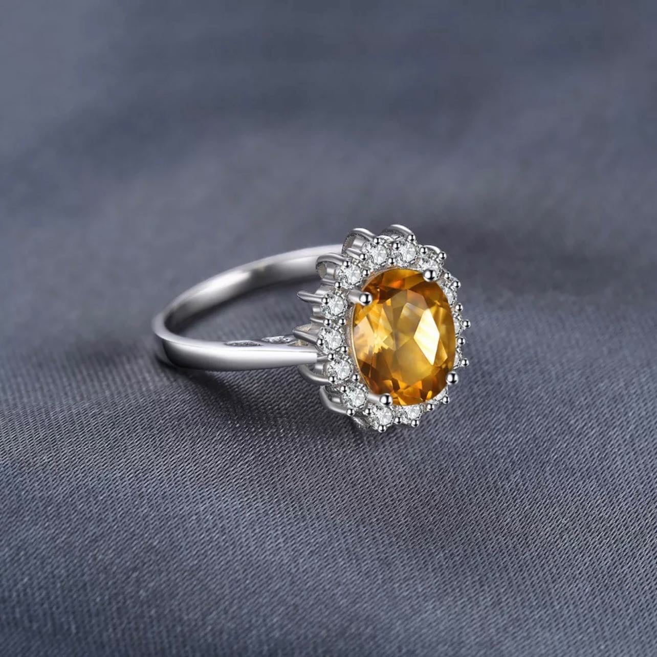 Women's VVS Citrine Ring - 1.8 Carat & Sterling Silver 925