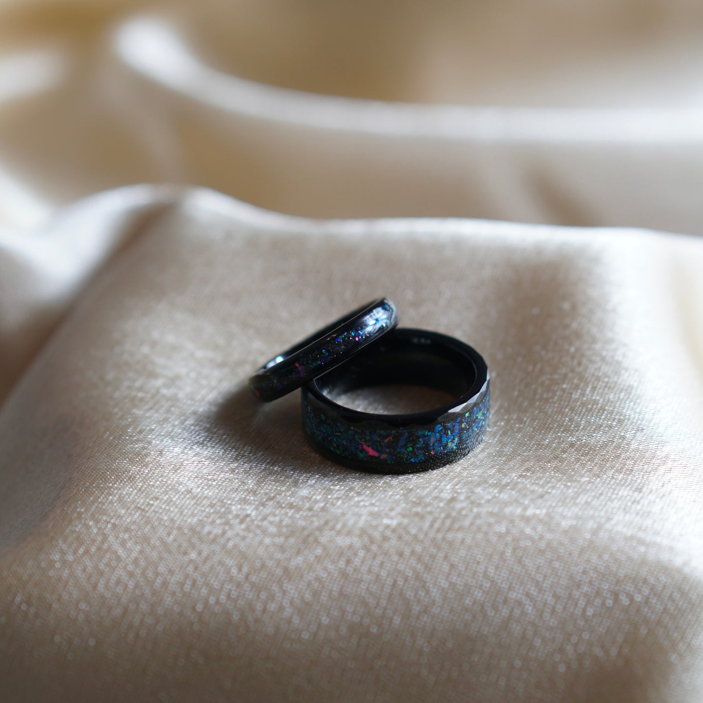 Opal Ring Black Tungsten Carbide Mens 4mm